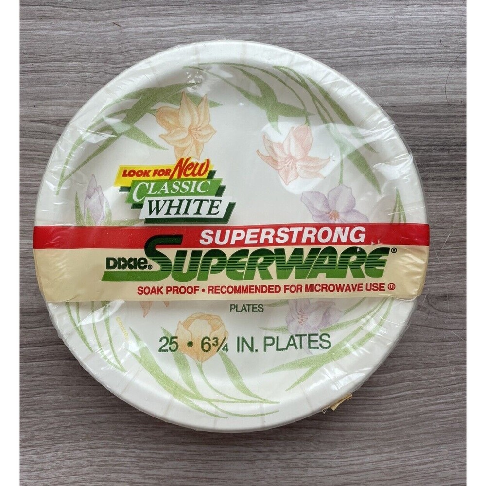Vintage/New DIXIE Super Strong Paper Plates Sealed 6 3/4 Inch 25 Ct Sealed